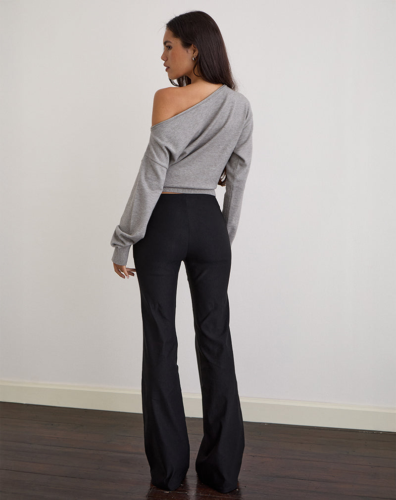 Olira Flare Trouser with Eyelets in Tailored Black