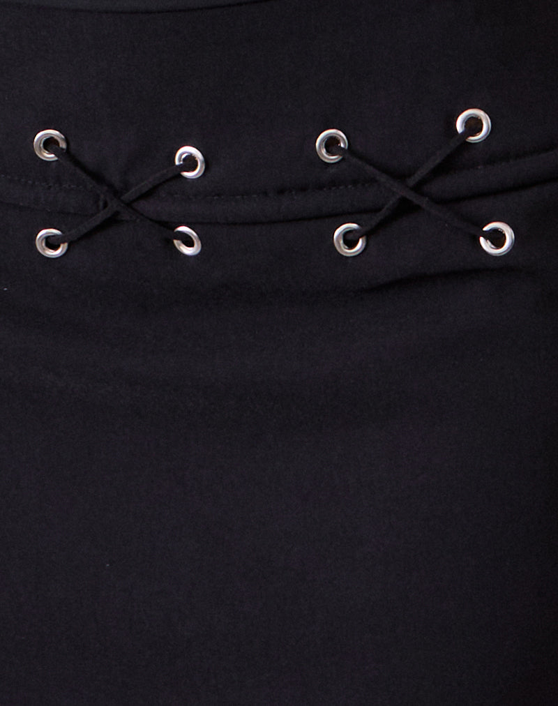 Olma Lace Up Mini Skirt in Tailoring Black