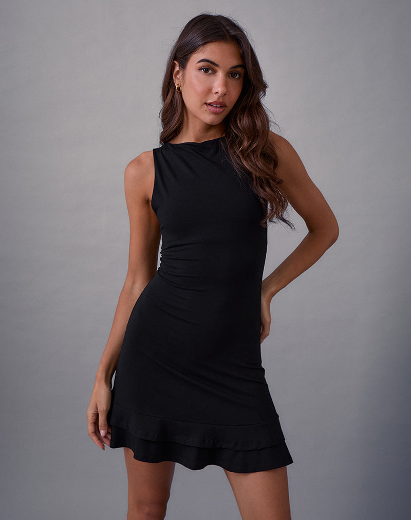 Opaline Backless Mini Dress in Black