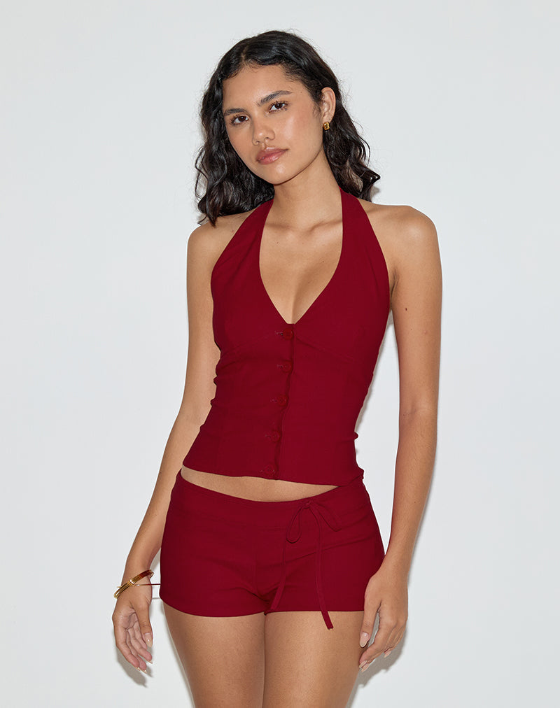 Ortee Halterneck Top in Tailoring Red