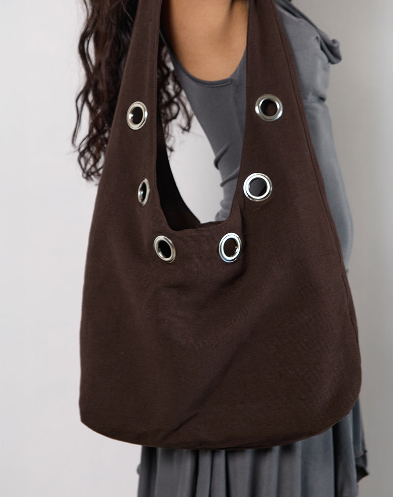 Oru Shoulder Bag in Brown with Eyelets