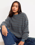 Orvala Knit Jumper in Slate and Brown Stripe