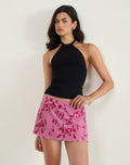 Osuya Mini Skirt in Stencil Flower Pink