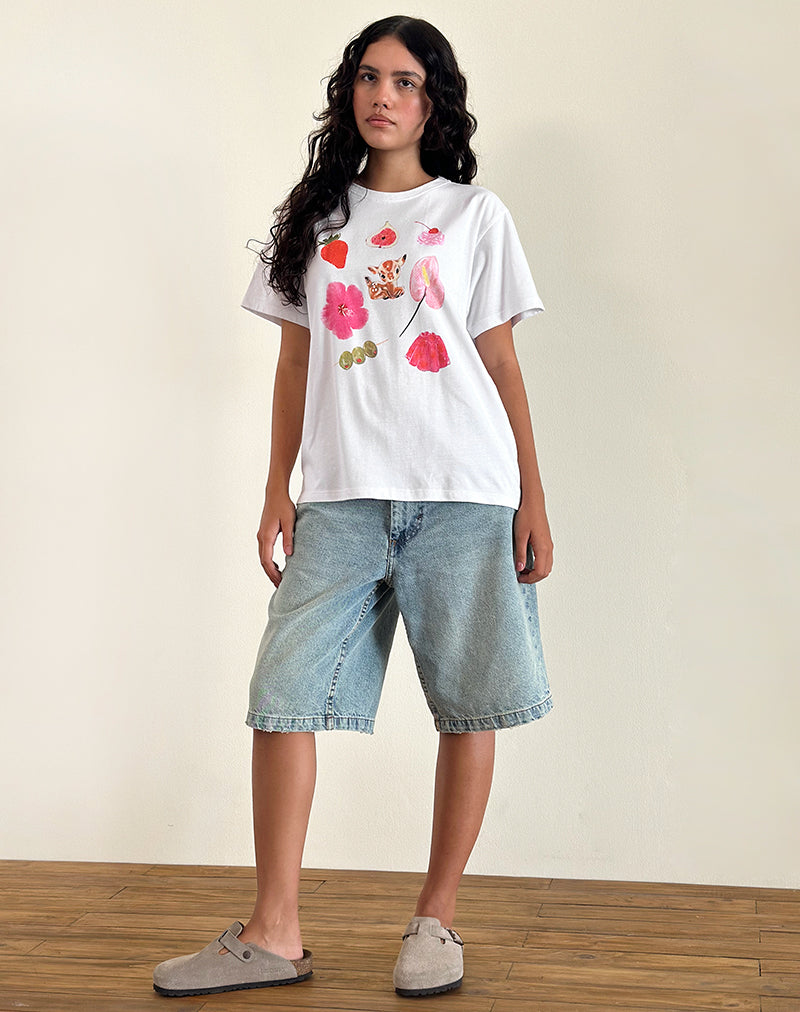 Oversized Basic Tee in White Cuties