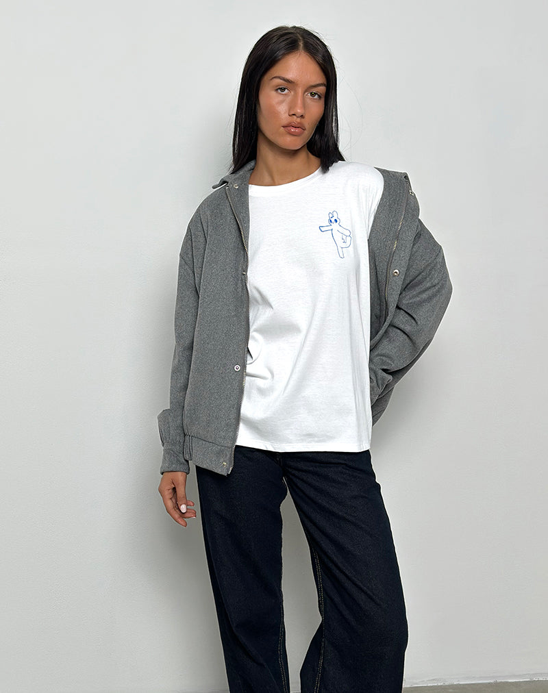 Oversize Basic Tee in White with Doing My Best Graphic