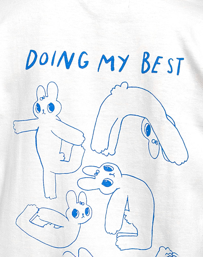 Oversize Basic Tee in White with Doing My Best Graphic