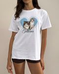 Oversize Basic Tee in White with Taurus Motel Pet Print