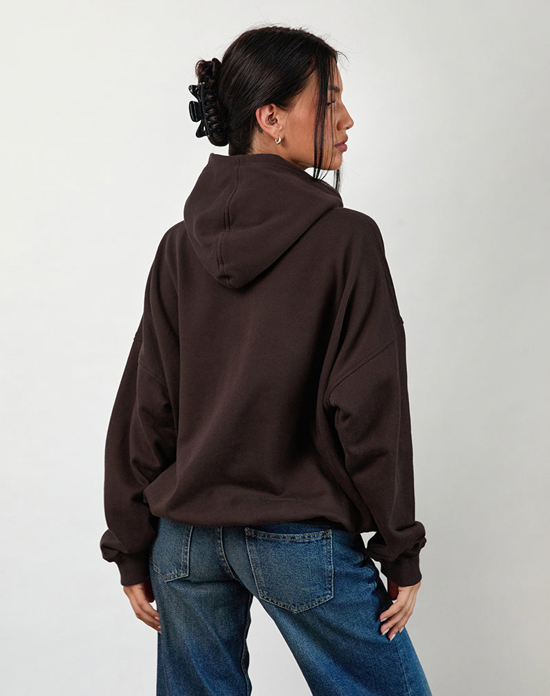 Oversized Hoodie in Bitter Chocolate with Overthinker Print