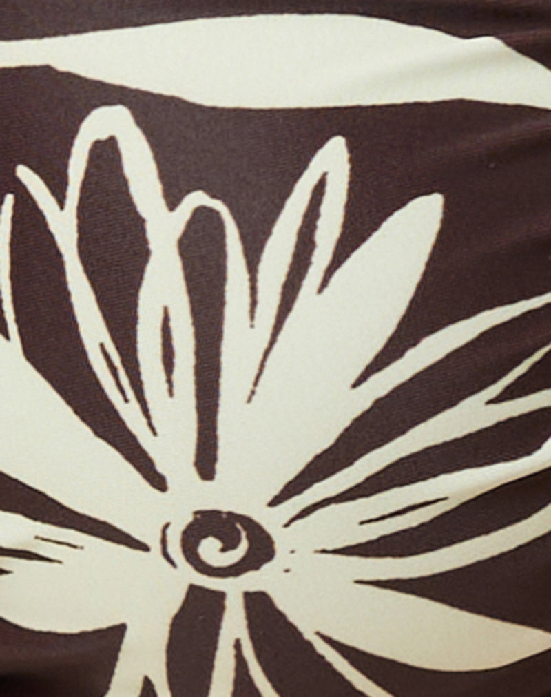 Pali Bikini Top in Brown and Ivory Doodle Swirl