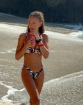 Farida Bikini Bottom in Brown and Ivory Doodle Swirl