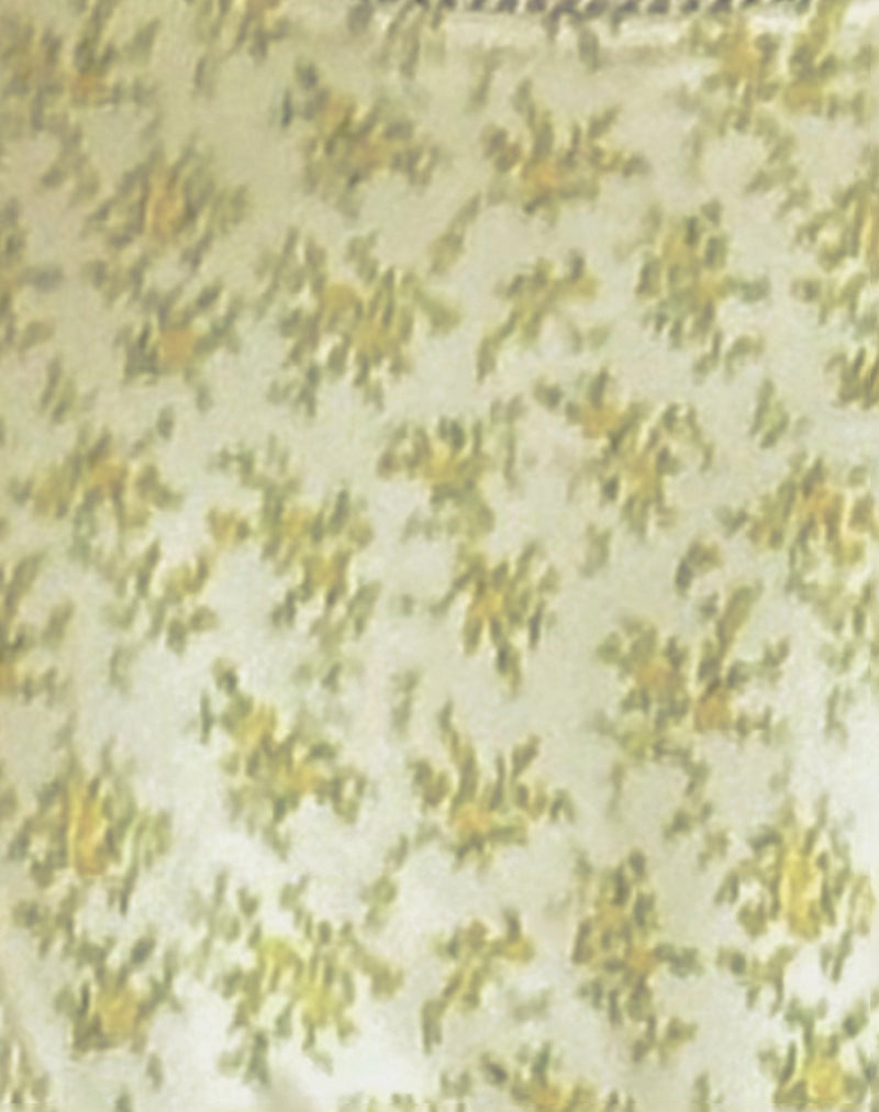 Farida Bikini Bottom in Cluster Yellow Rose with Picot Trim