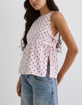 Palsi Tie Side Top in Pink with Medium Polka Red