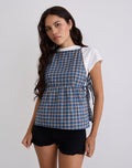 Palsi Tie Side Top in Medium Tartan Blue