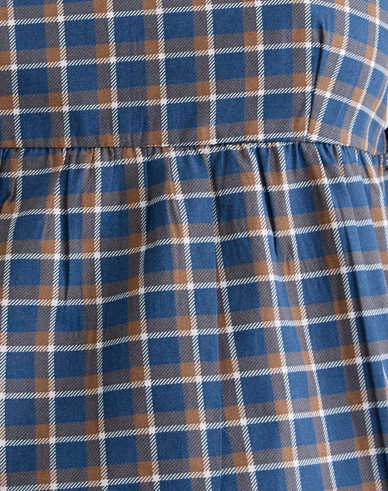 Palsi Tie Side Top in Medium Tartan Blue