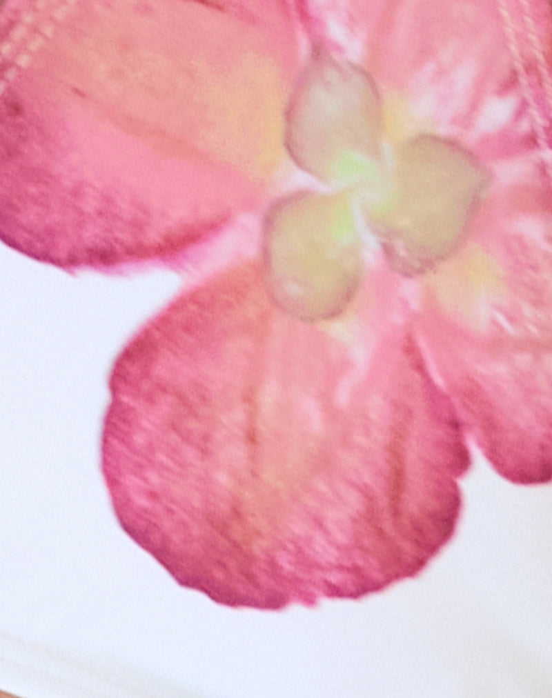 Pami Bikini Top in Ivory with Pink Orchid