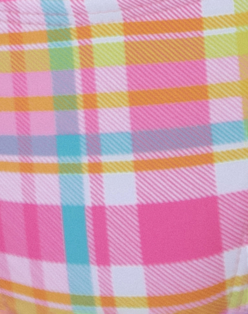 Lentra Bikini Bottom in Pink and Yellow Check