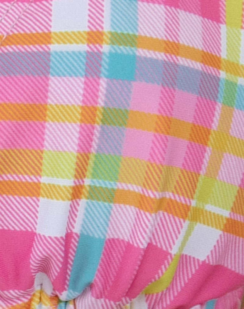 Pami Bikini Top in Pink and Yellow Check