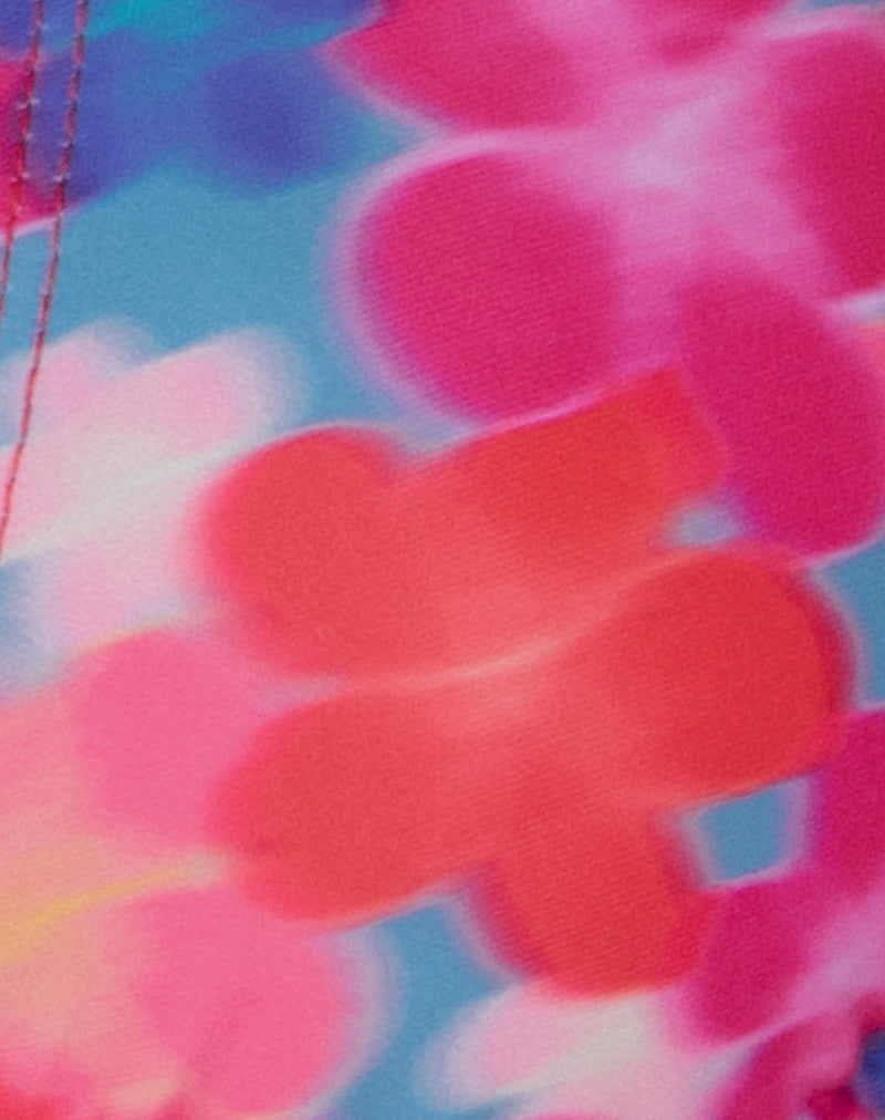 Pami Bikini Top in Blurred Flower Blue and Pink