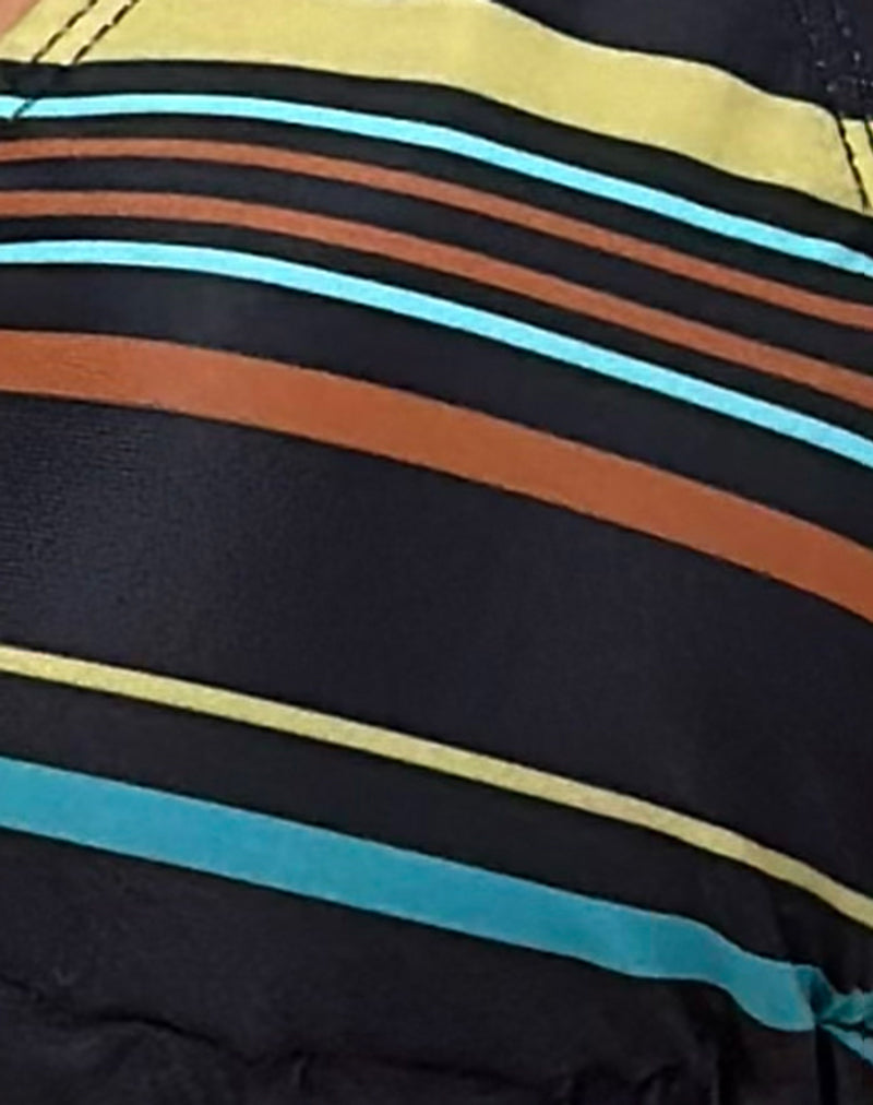 Pami Bikini Top in Dark Stripe Black Blue with Beads