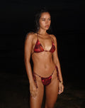 Leyna Bikini Bottom in Red Hibiscus with Beads