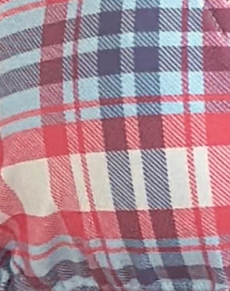 Pami Bikini Top in Pastel Pink Tartan with Picot Trim