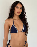 Pami Broderie Trim Bikini Top in Midnight Blue