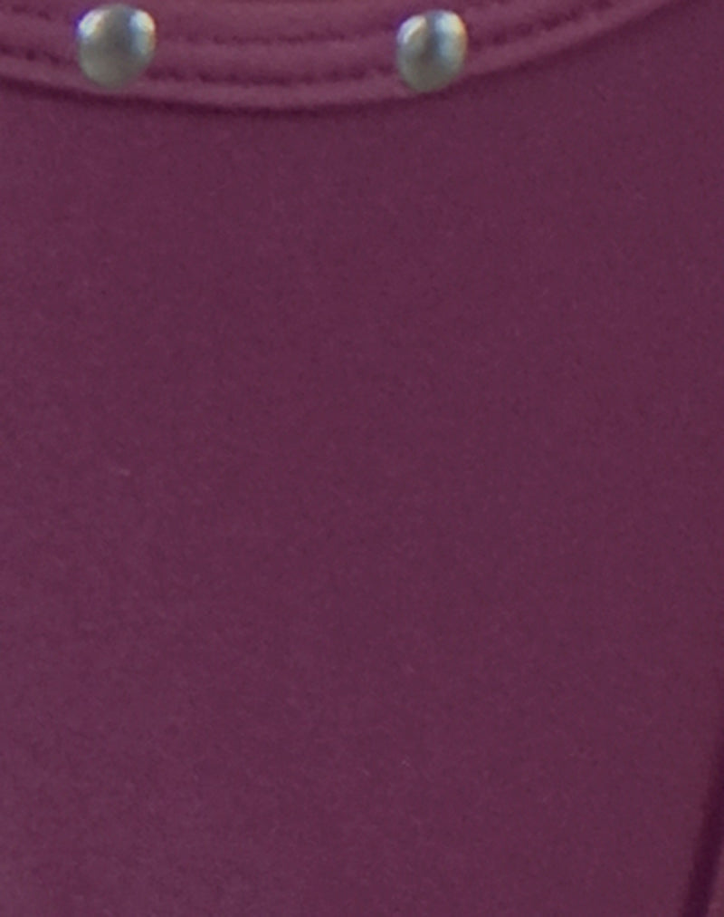 Lentra Bikini Bottom in Burgundy with Studs