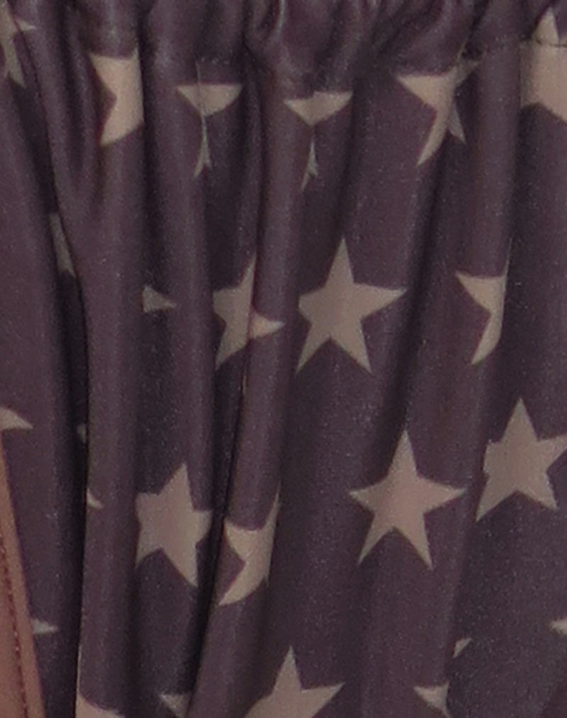 Leyna Bikini Bottom in Brown Star Print with Contrast Binding