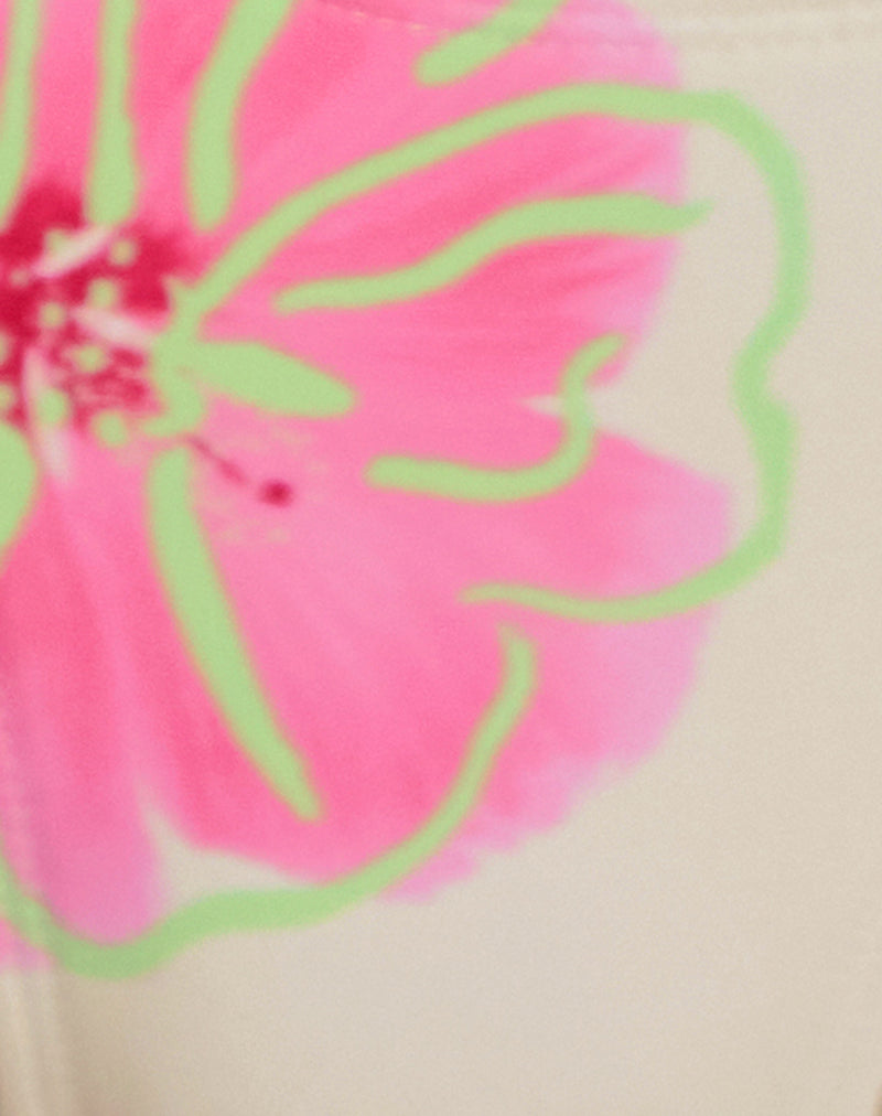 Lentra Bikini Bottom in Ivory and Pink Watercolour Flower