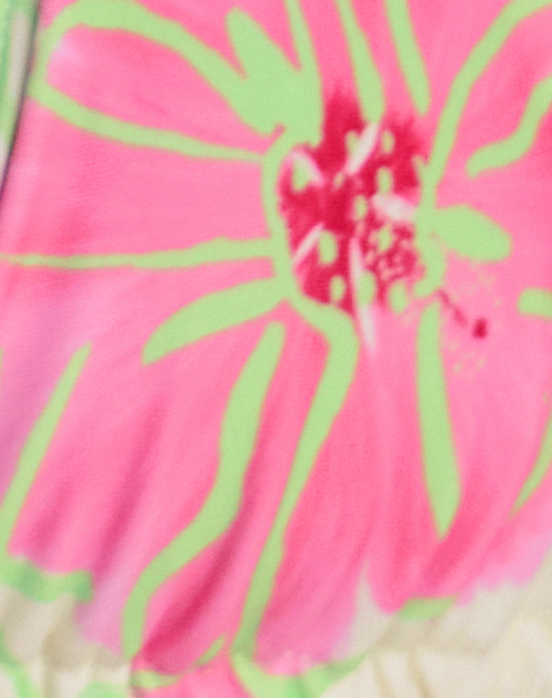 Pami Bikini Top in Ivory and Pink Watercolour Flower