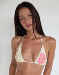 Pami Bikini Top in Ivory and Pink Watercolour Flower