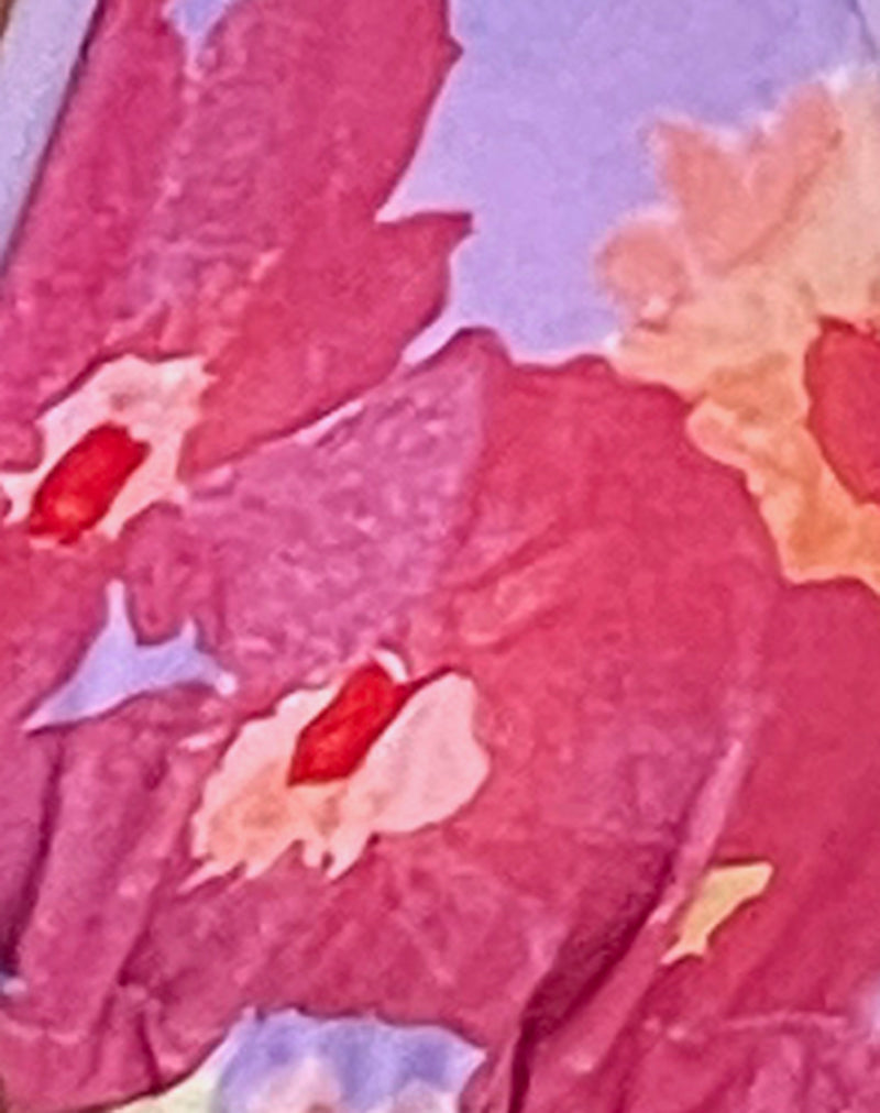 Pami Bikini Top in Pink Holiday Floral with Lilac Binding