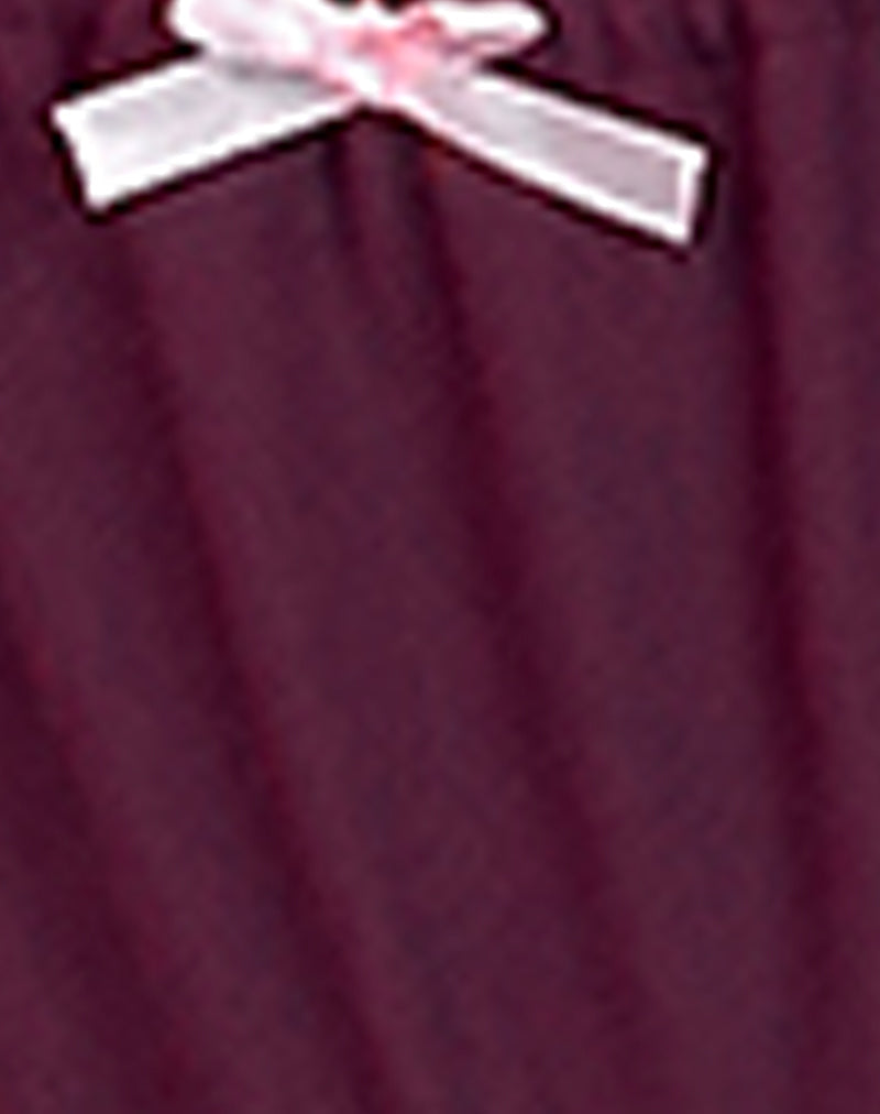 Leyna Bow Bikini Bottom in Wine with Sakura Pink Binding