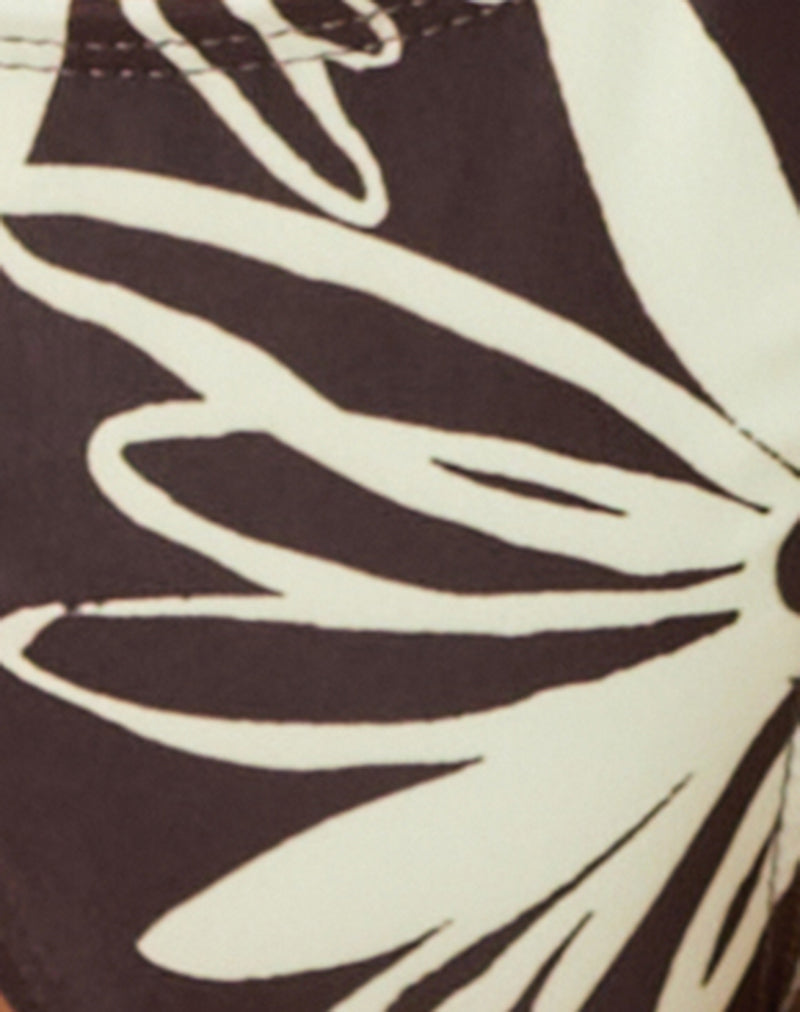 Lentra Bikini Bottom in Brown and Ivory Doodle Swirl with Beads