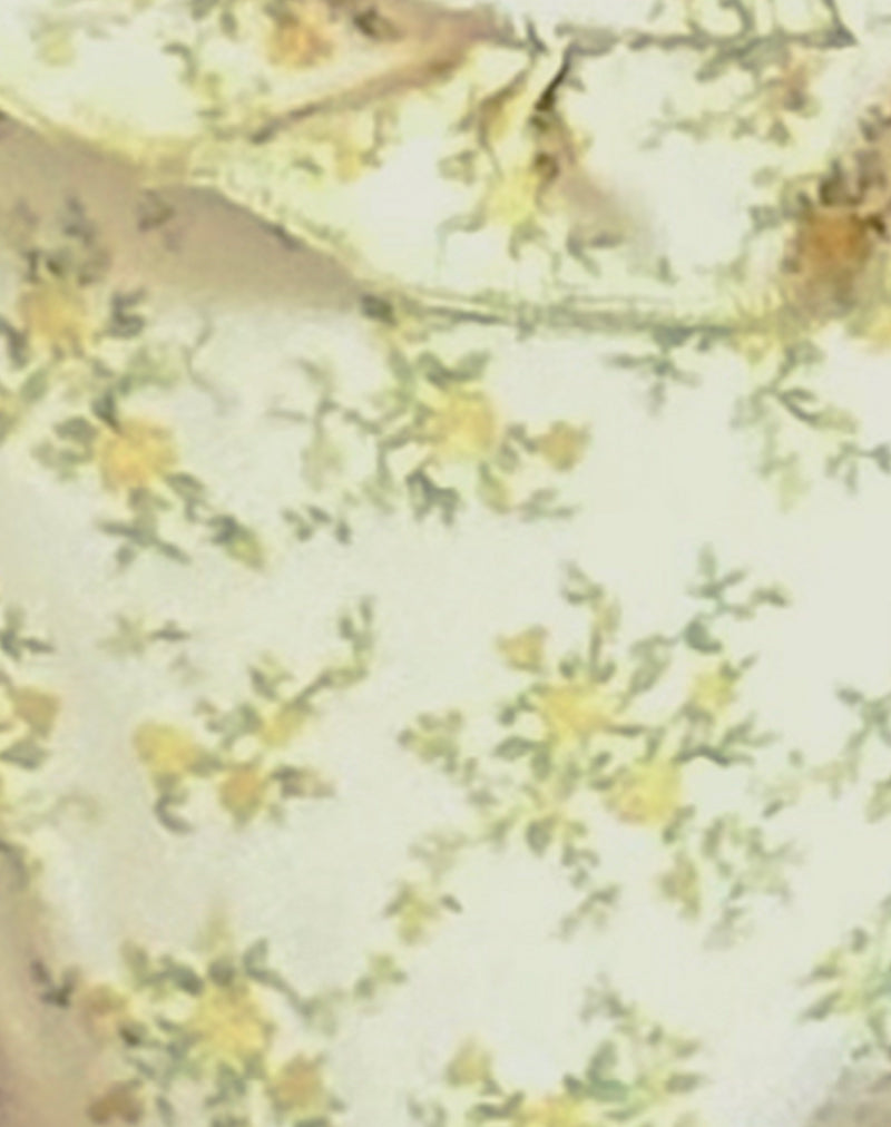 Lentra Bikini Bottom in Cluster Yellow Rose with Ruffle