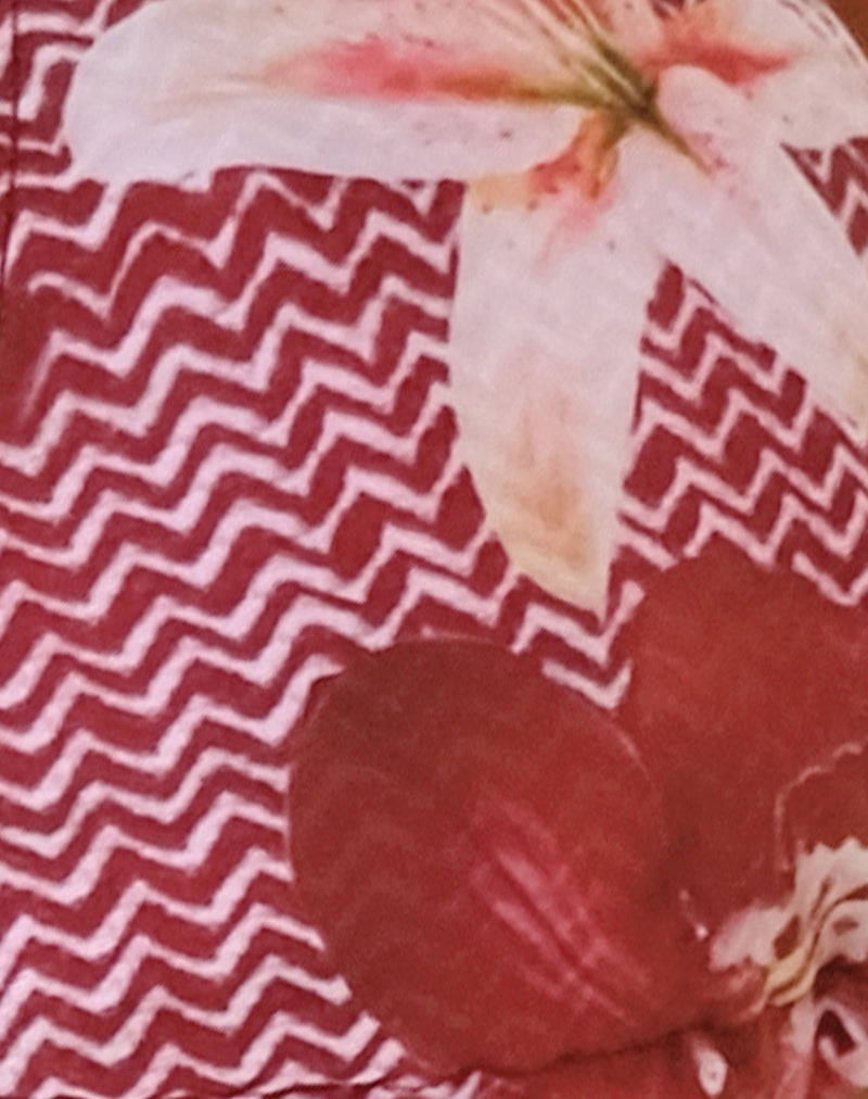 Pami Bikini Top in Zig Zag Lily Burgundy with Beads