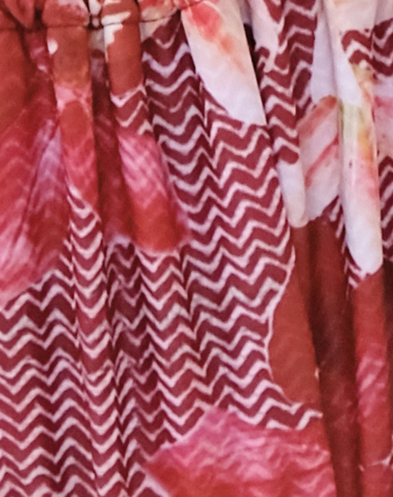 Leyna Bikini Bottom in Zig Zag Lily Burgundy with Beads