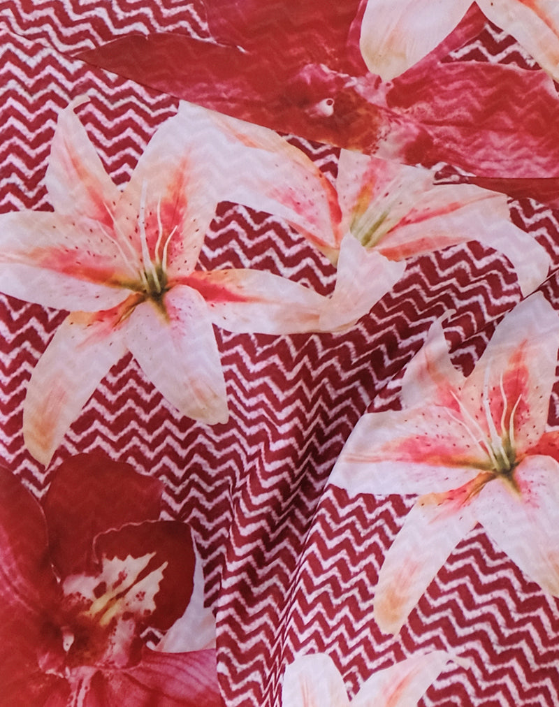 Orla Mini Swim Skirt in Zig Zag Lily Burgundy