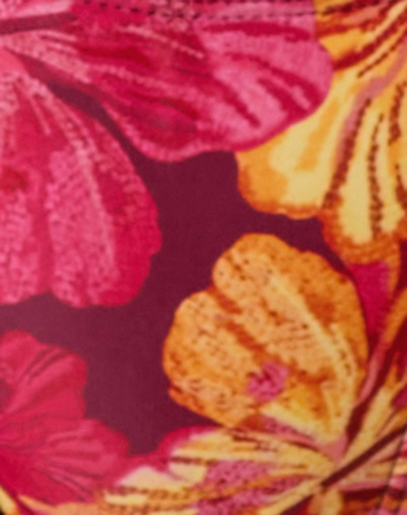 Pami Bikini Top in Sketch Hibiscus Burgundy with Contrast Ties