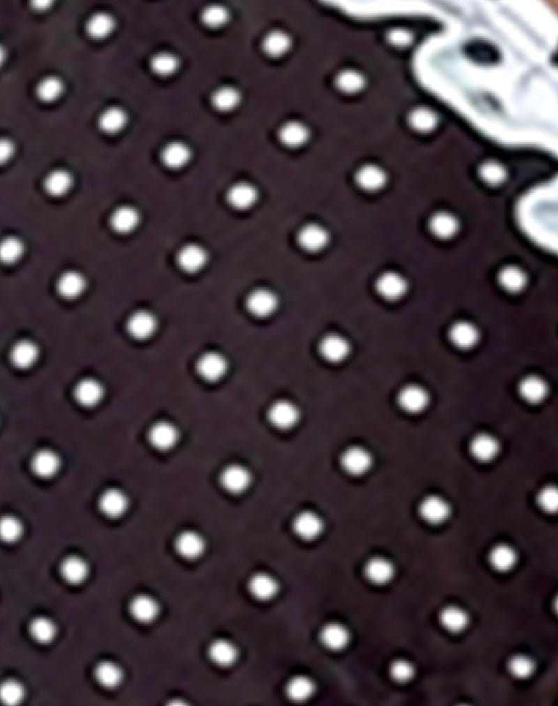 Pami Ruffle Bikini Top in Black and Blue Polka