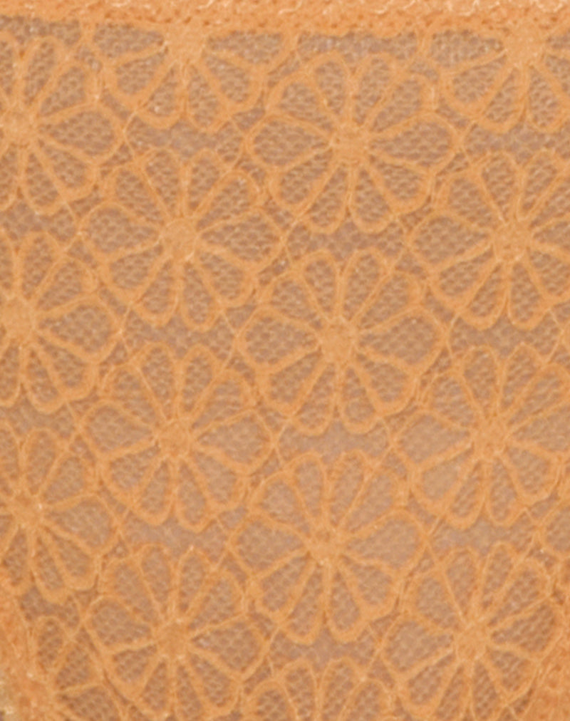 Uras Thong in Tonal Flower Lace Orange with Trim