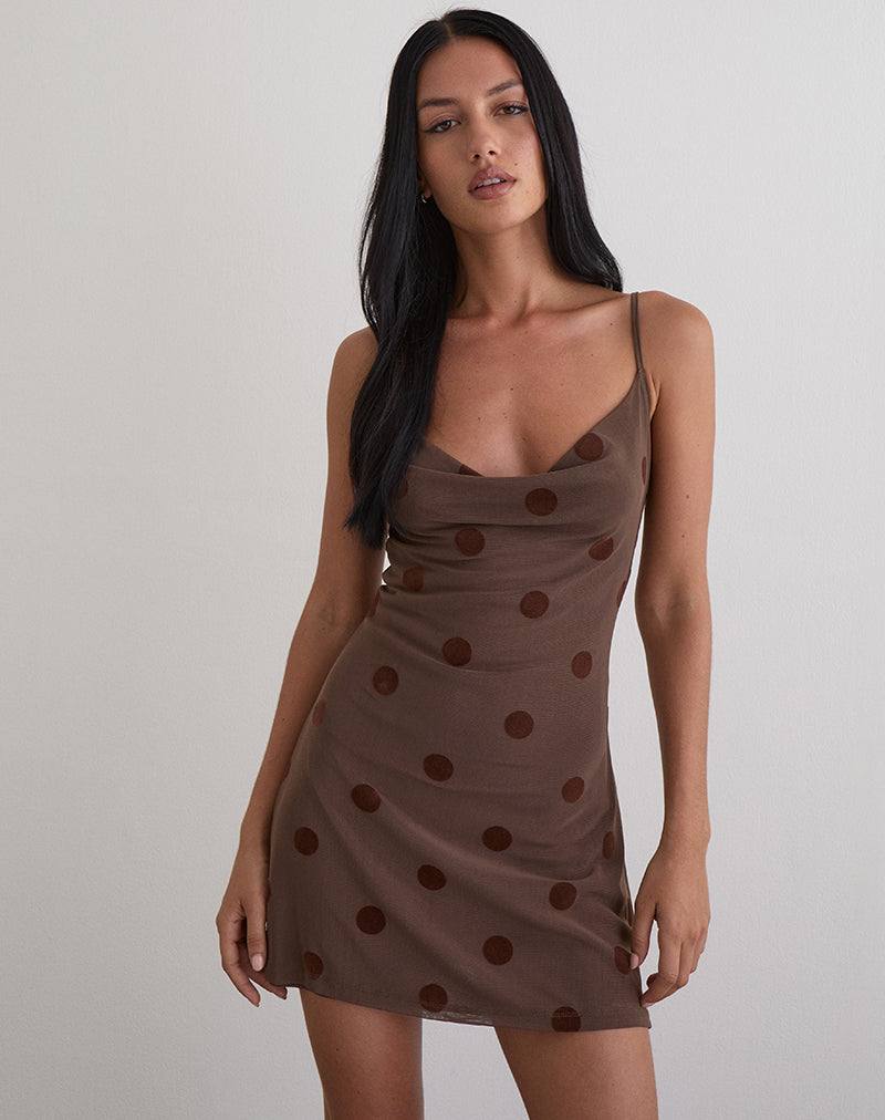 Pastila Mini Dress in Big Polka Flock Brown