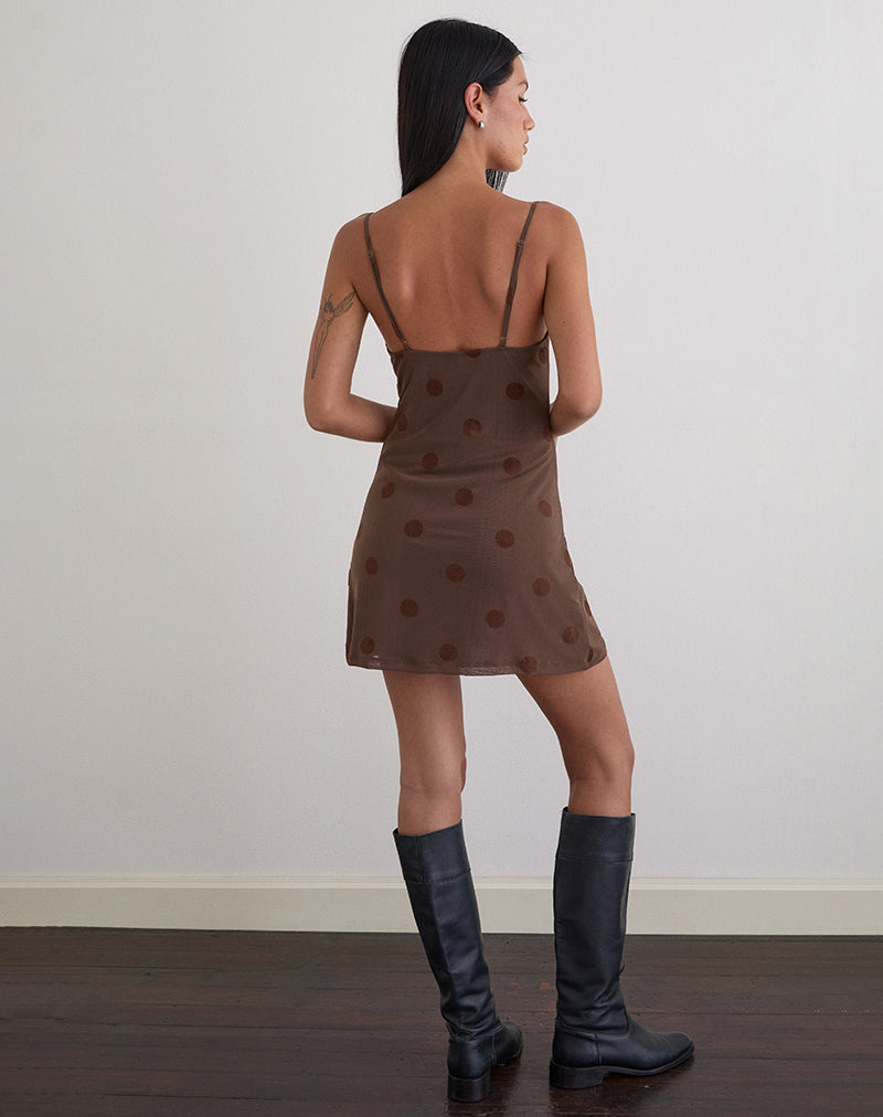 Pastila Mini Dress in Big Polka Flock Brown