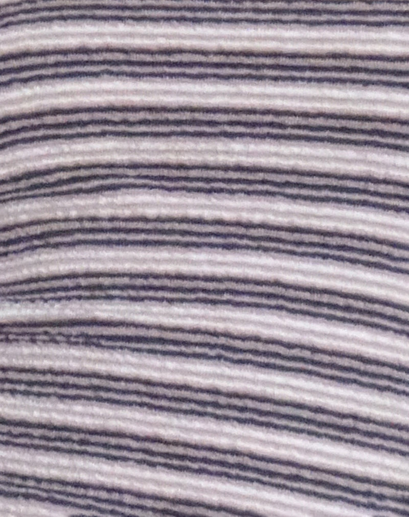 Peggy Bandeau Top in Mauve, Dark Grey and Ivory Stripe