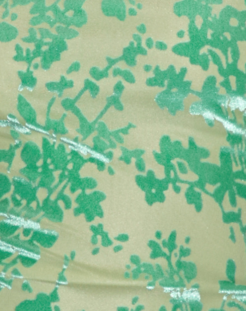 Sera Micro Short in Floral Flock Green and Blue