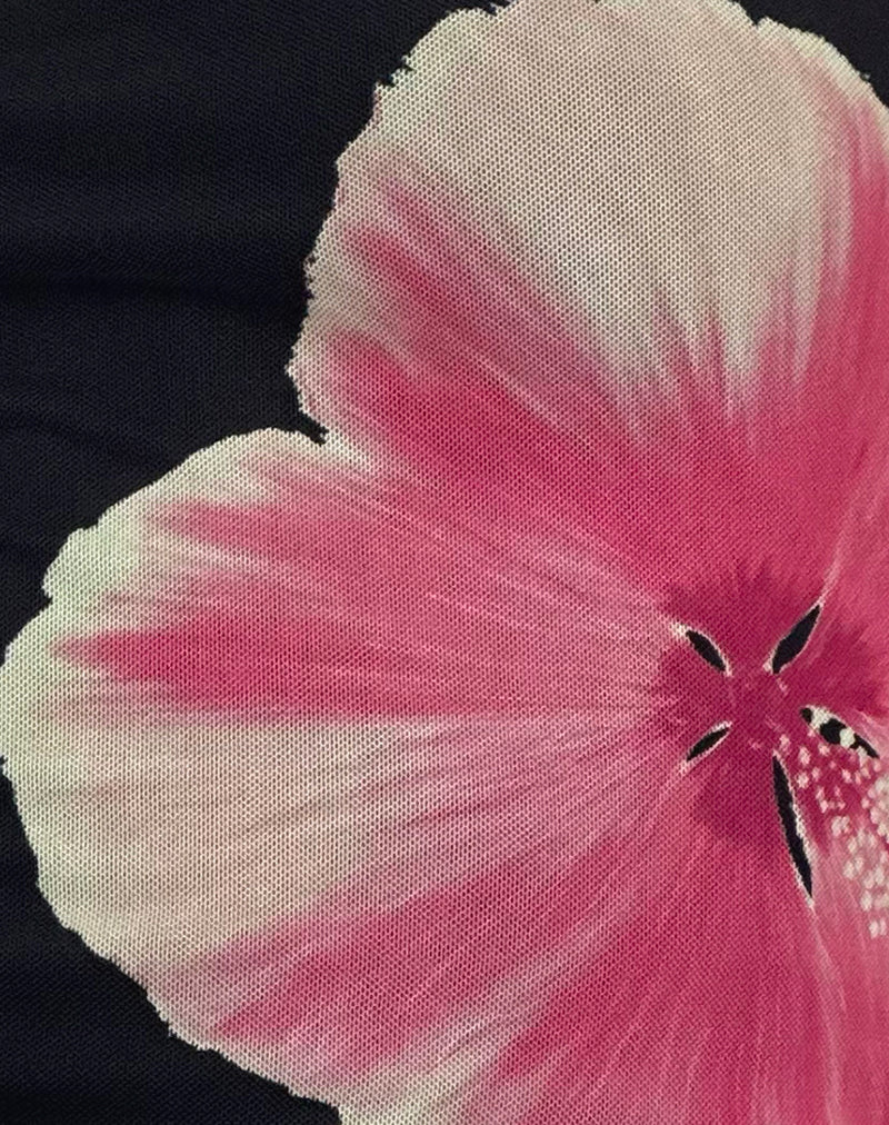 Peggy Bandeau Top in Watercolour Floral Black and Pink