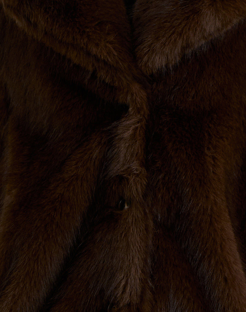 Pepita Jacket in Faux Fur Dark Brown