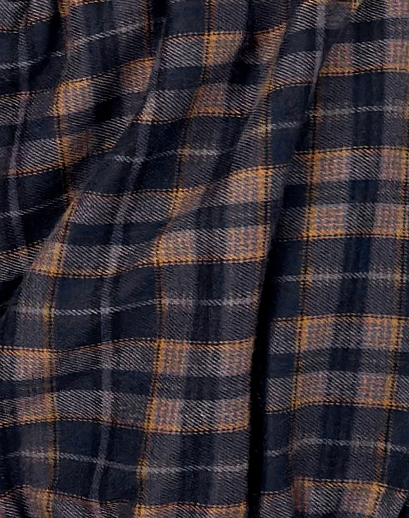 Picu Frill Hem Shorts in Navy and Mustard Check