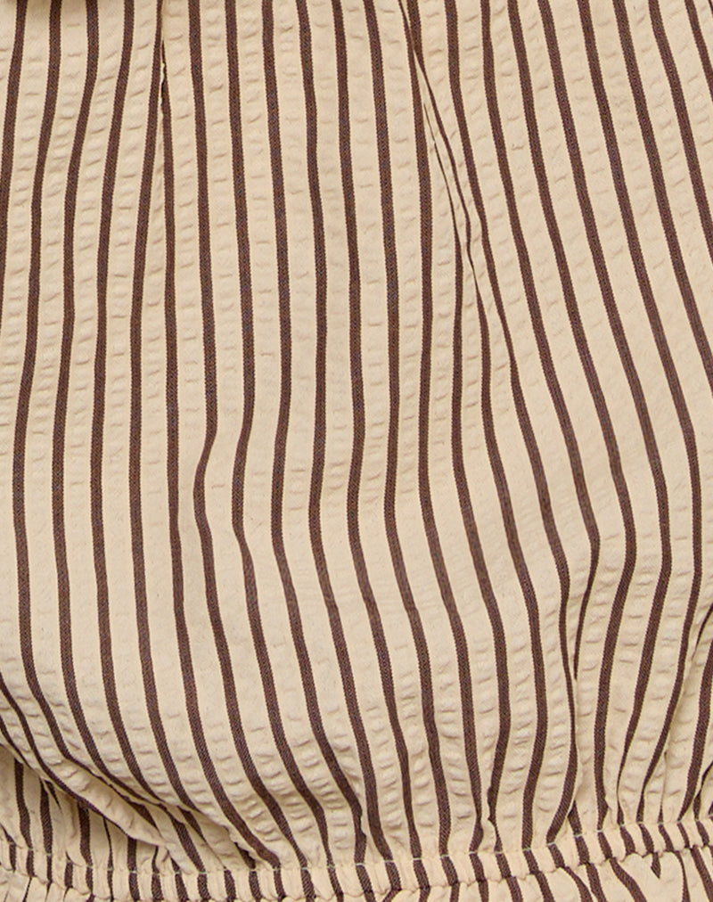Picu Frill Hem Short in Yellow Stripe