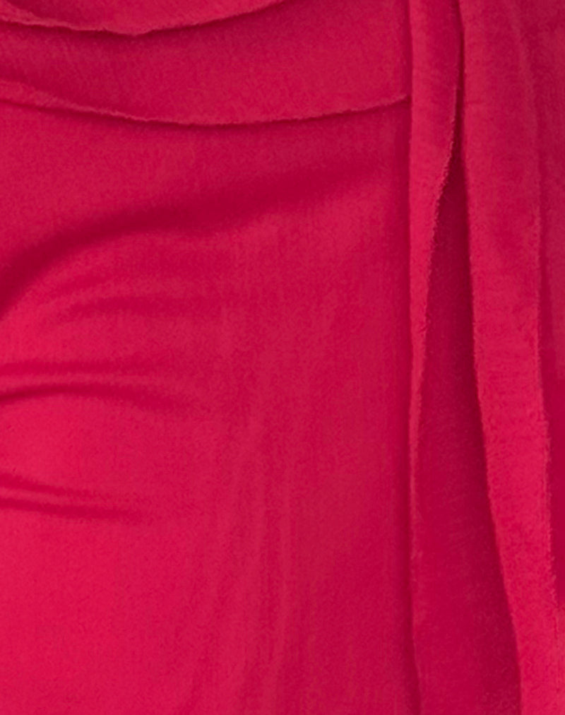 Piro Ruffle Longline Top in Burgundy